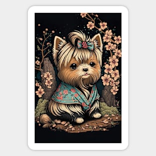 Super Cute Yorkshire Terrier Puppy Portrait - Japanese style Sticker